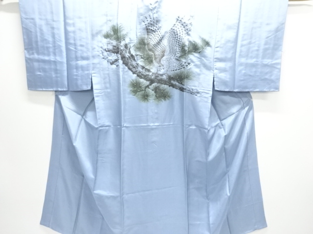 JAPANESE KIMONO / ANTIQUE MENS JUBAN / SILK / PINE & HAWKS